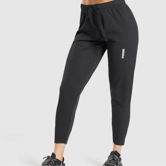 Gymshark L Large Joggers Pause Black Baggy Elastic Waist Ribbed Oversized Relax - Picture 1 of 14